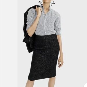 J.Crew No. 2 Pencil Skirt Women’s 2 Black Gold Fleck Wool Back Slit Zip